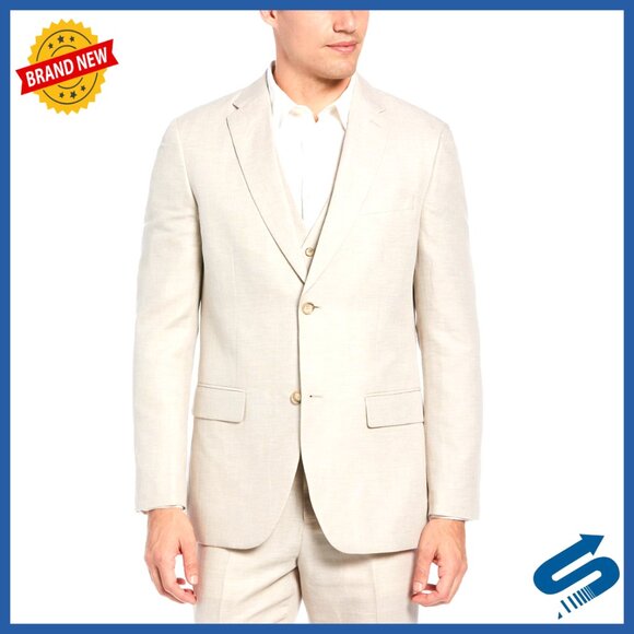 Linen-Blend Sport Coat Regular Fit Blazer Single Breasted Chest Pocket